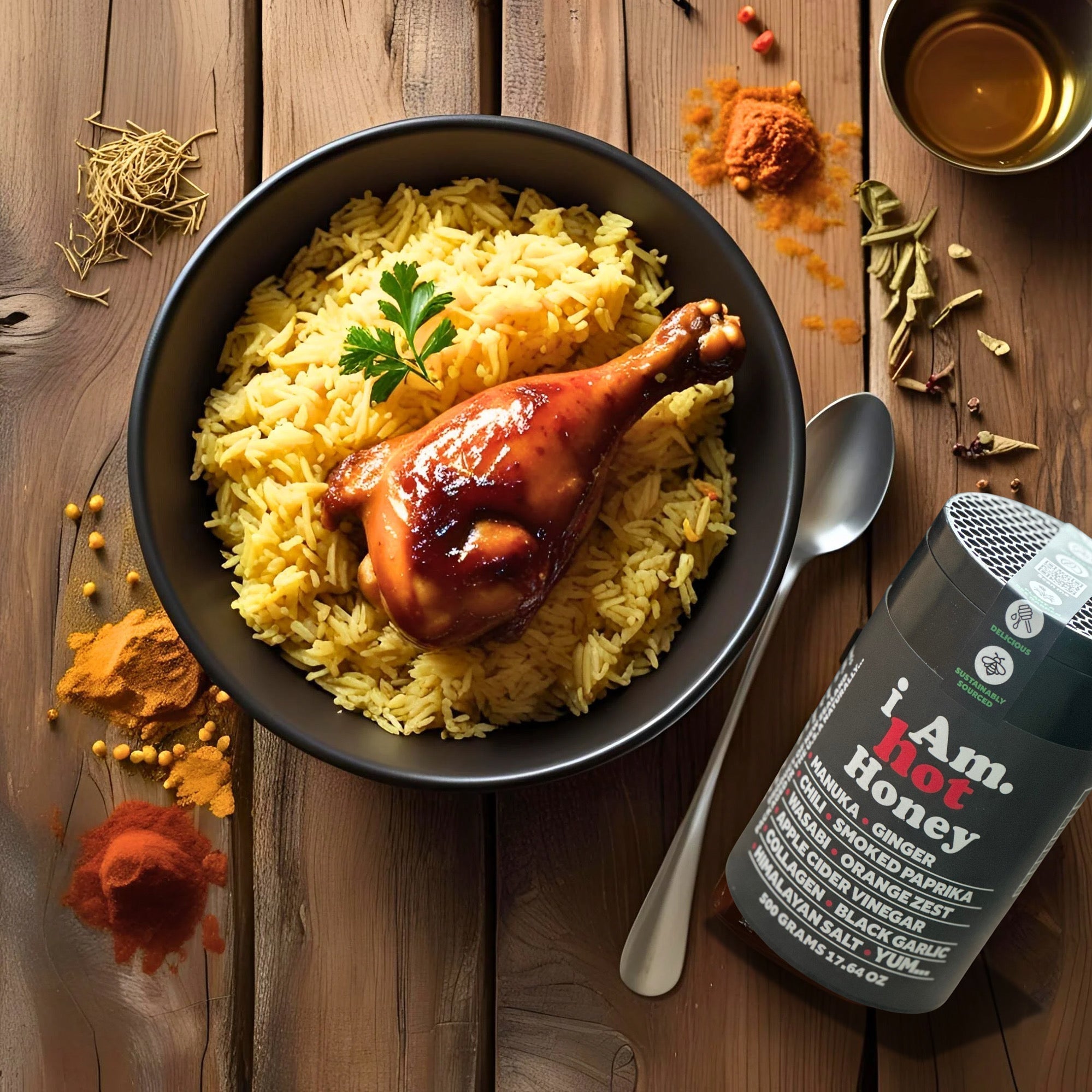 Saudi-Style Chicken Mandi with a Hot Honey Glaze