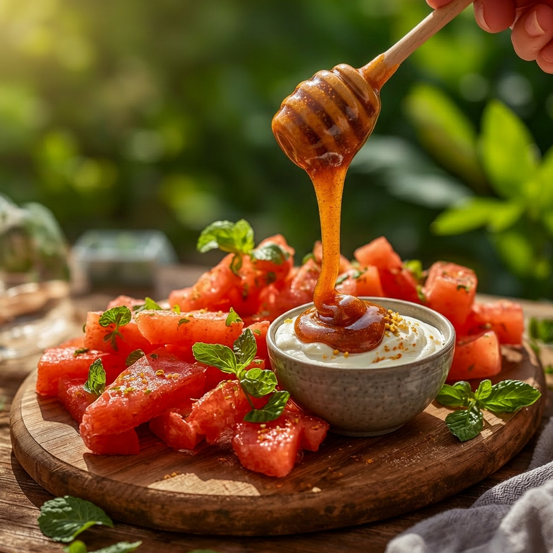 Watermelon Hot Honey Fries with Whipped Feta