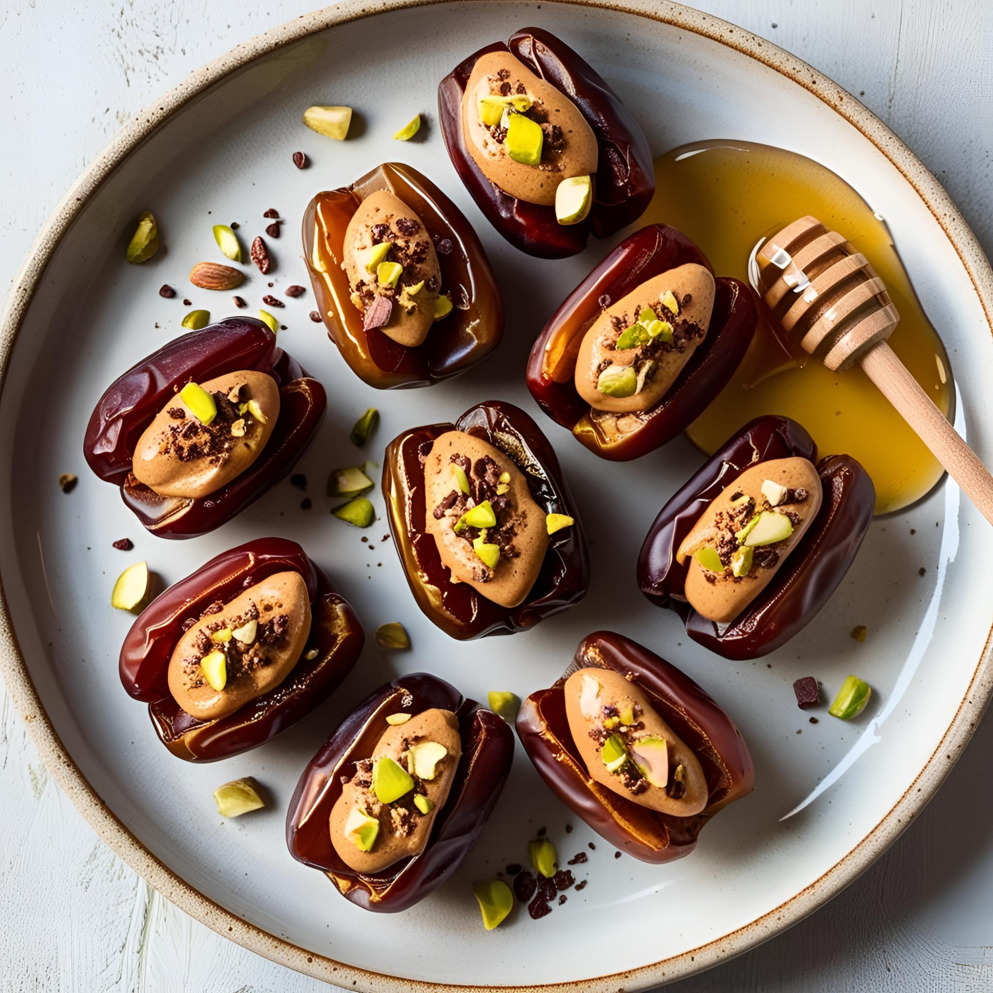 Hot Honey Stuffed Dates with Crunchy Cacao & Nut Butter