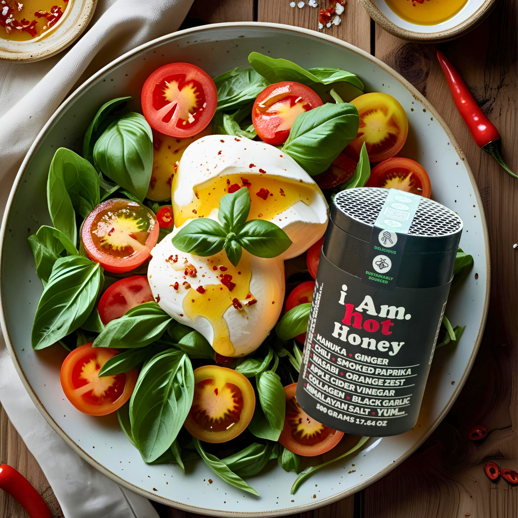 Hot Honey Burrata and Heirloom Tomato Summer Salad (With an Italian Kick)