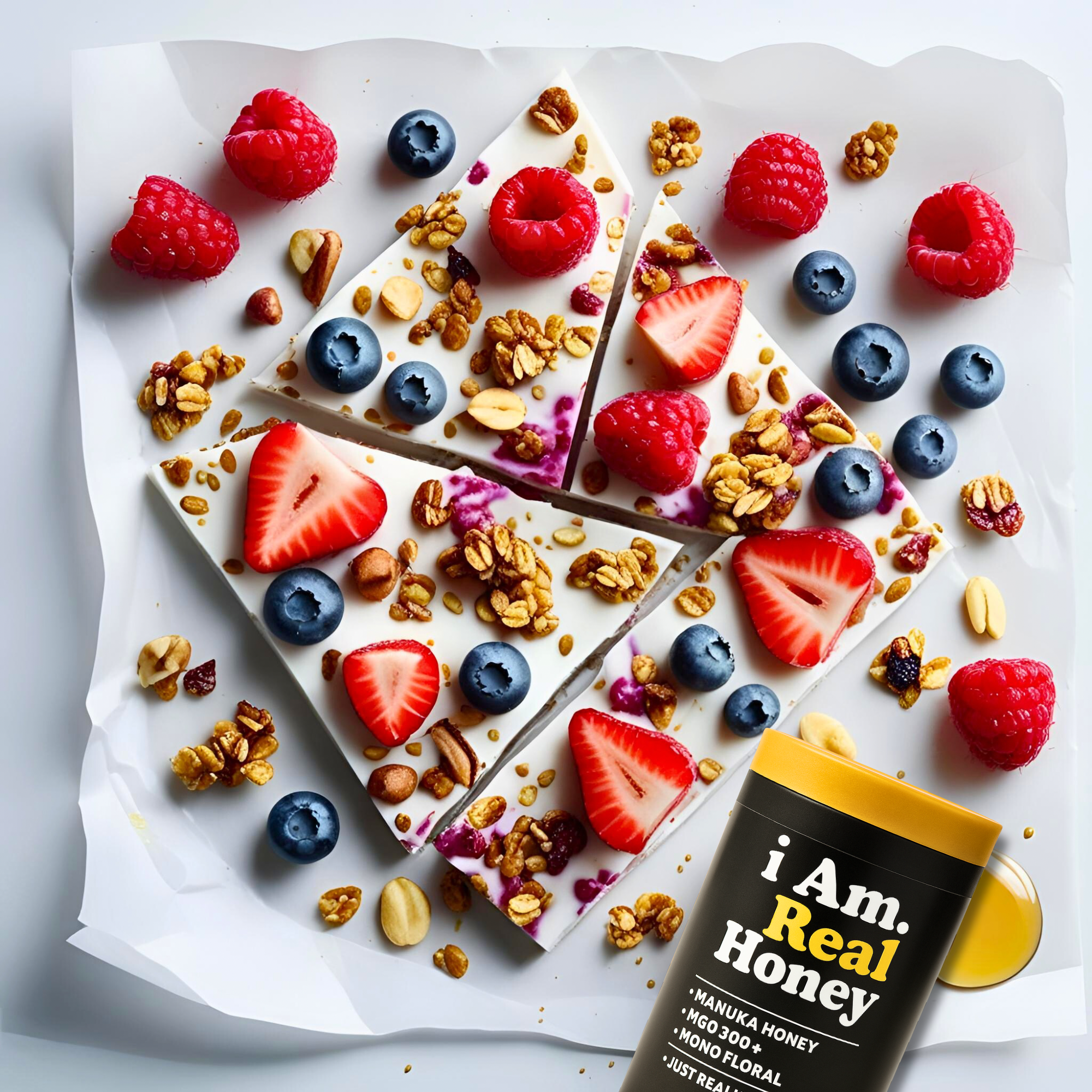 Real Honey Yogurt Bark with Berries & Crunch