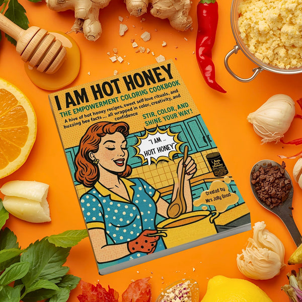 I AM Hot Honey: The Empowerment Coloring Cookbook - A Hive of Hot Honey Recipes, Self-Love Rituals, and Buzzing Bee Facts